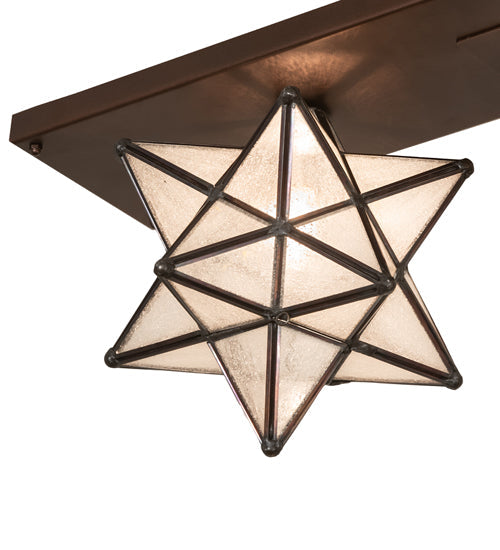 Meyda Lighting Moravian Star 30" 2-Light Mahogany Bronze Flush Mount Light With Clear Seeded Shade Glass