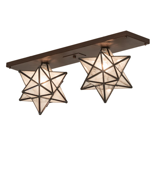 Meyda Lighting Moravian Star 30" 2-Light Mahogany Bronze Flush Mount Light With Clear Seeded Shade Glass