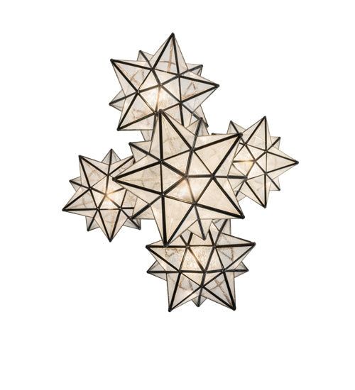 Meyda Lighting Moravian Star 30" 5-Light Mahogany Bronze Chandelier With Clear Seeded Shade Glass