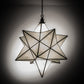 Meyda Lighting Moravian Star 32" 6-Light Brushed Nickel Pendant Light With White Art Shade Glass