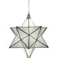 Meyda Lighting Moravian Star 32" 6-Light Brushed Nickel Pendant Light With White Art Shade Glass
