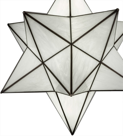 Meyda Lighting Moravian Star 32" 6-Light Brushed Nickel Pendant Light With White Art Shade Glass