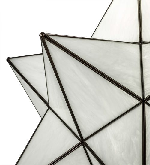 Meyda Lighting Moravian Star 32" 6-Light Brushed Nickel Pendant Light With White Art Shade Glass