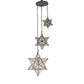 Meyda Lighting Moravian Star 36" 3-Light Oil Rubbed Bronze Cascading Pendant Light With Clear Seeded Shade Glass