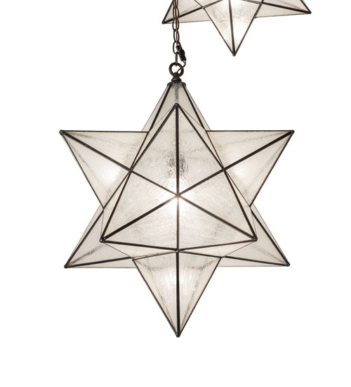 Meyda Lighting Moravian Star 36" 3-Light Oil Rubbed Bronze Cascading Pendant Light With Clear Seeded Shade Glass