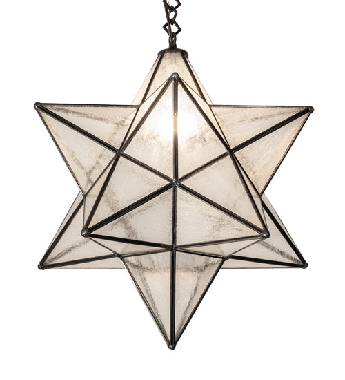 Meyda Lighting Moravian Star 36" 5-Light Timeless Bronze Cascading Pendant Light With Clear Seeded Shade Glass