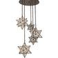 Meyda Lighting Moravian Star 37" 5-Light Timeless Bronze Cascading Pendant Light With Clear Seeded Shade Glass