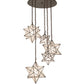 Meyda Lighting Moravian Star 37" 5-Light Timeless Bronze Cascading Pendant Light With Clear Seeded Shade Glass