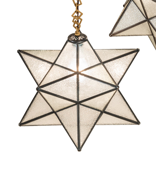 Meyda Lighting Moravian Star 45" 5-Light Sahara Gold Cascading Pendant Light With Clear Seeded Shade Glass