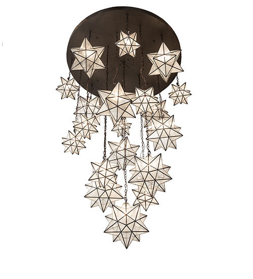 Meyda Lighting Moravian Star 72" 19-Light Oil Rubbed Bronze Cascading Chandelier With Clear Seeded Shade Glass