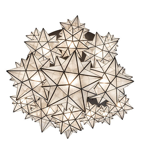 Meyda Lighting Moravian Star 72" 19-Light Oil Rubbed Bronze Cascading Chandelier With Clear Seeded Shade Glass
