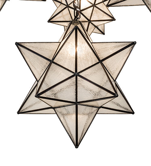 Meyda Lighting Moravian Star 72" 19-Light Oil Rubbed Bronze Cascading Chandelier With Clear Seeded Shade Glass