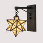 Meyda Lighting Moravian Star 8" Craftsman Brown Wall Sconce With Beige Iridescent Shade Glass