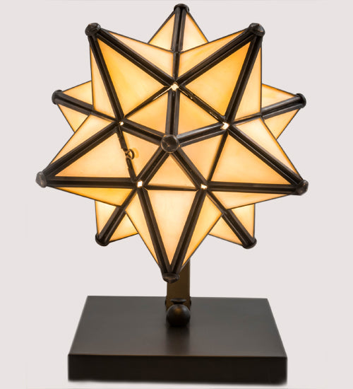 Meyda Lighting Moravian Star 8" Craftsman Brown Wall Sconce With Beige Iridescent Shade Glass