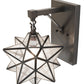 Meyda Lighting Moravian Star 9" Black On Brass Wall Sconce With Clear Seeded Shade Glass