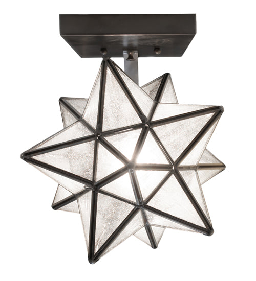 Meyda Lighting Moravian Star 9" Black On Brass Wall Sconce With Clear Seeded Shade Glass