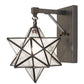 Meyda Lighting Moravian Star 9" Black On Brass Wall Sconce With Clear Seeded Shade Glass