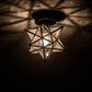 Meyda Lighting Moravian Star 9" Craftsman Brown Flush Mount Light With Clear Seeded Art Shade Glass