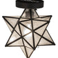 Meyda Lighting Moravian Star 9" Craftsman Brown Flush Mount Light With Clear Seeded Art Shade Glass