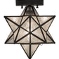 Meyda Lighting Moravian Star 9" Craftsman Brown Flush Mount Light With Clear Seeded Art Shade Glass