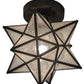 Meyda Lighting Moravian Star 9" Craftsman Brown Flush Mount Light With Clear Seeded Art Shade Glass