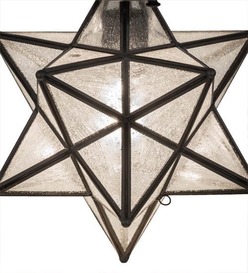 Meyda Lighting Moravian Star 9" Craftsman Brown Flush Mount Light With Clear Seeded Art Shade Glass