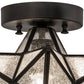 Meyda Lighting Moravian Star 9" Craftsman Brown Flush Mount Light With Clear Seeded Art Shade Glass