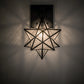 Meyda Lighting Moravian Star 9" Craftsman Brown Hanging Wall Sconce With Clear Seeded Shade Glass