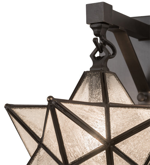 Meyda Lighting Moravian Star 9" Craftsman Brown Hanging Wall Sconce With Clear Seeded Shade Glass