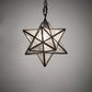 Meyda Lighting Moravian Star 9" Craftsman Brown Solar Black Mini Pendant Light With Clear Seeded Art Shade Glass