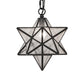 Meyda Lighting Moravian Star 9" Craftsman Brown Solar Black Mini Pendant Light With Clear Seeded Art Shade Glass