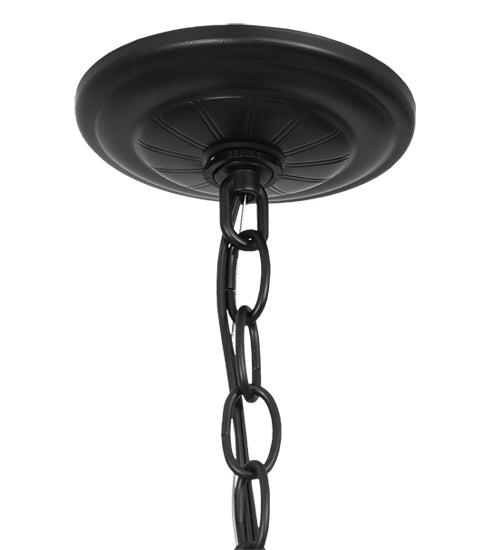 Meyda Lighting Moravian Star 9" Craftsman Brown Solar Black Mini Pendant Light With Clear Seeded Art Shade Glass