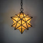 Meyda Lighting Moravian Star 9" Solar Black Mini Pendant Light With Beige Iridescent Shade