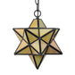 Meyda Lighting Moravian Star 9" Solar Black Mini Pendant Light With Beige Iridescent Shade