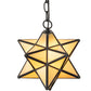Meyda Lighting Moravian Star 9" Solar Black Mini Pendant Light With Beige Iridescent Shade