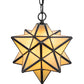 Meyda Lighting Moravian Star 9" Solar Black Mini Pendant Light With Beige Iridescent Shade