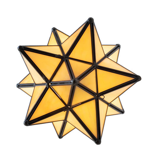 Meyda Lighting Moravian Star 9" Solar Black Mini Pendant Light With Beige Iridescent Shade