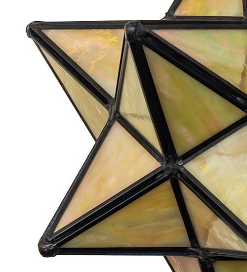 Meyda Lighting Moravian Star 9" Solar Black Mini Pendant Light With Beige Iridescent Shade