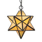 Meyda Lighting Moravian Star 9" Solar Black Mini Pendant Light With Beige Iridescent Shade