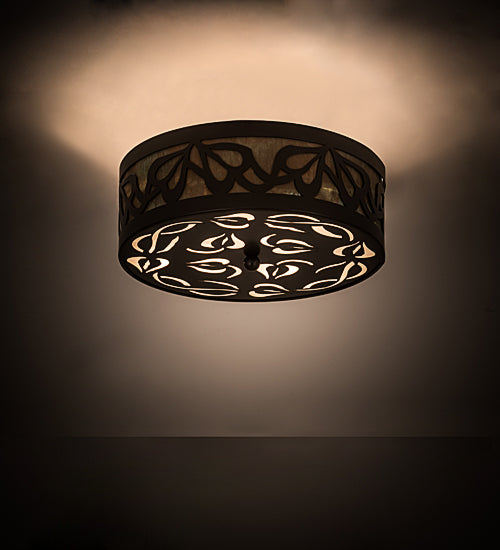 Meyda Lighting Morning Glory 16" 3-Light Timeless Bronze & Solid Copper Flush Mount Light With White Acrylic Shade