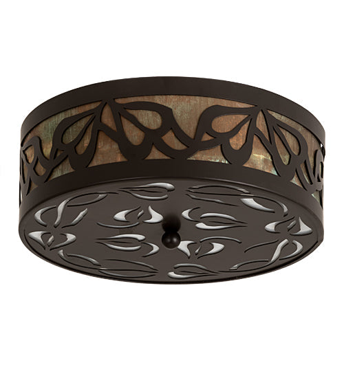 Meyda Lighting Morning Glory 16" 3-Light Timeless Bronze & Solid Copper Flush Mount Light With White Acrylic Shade