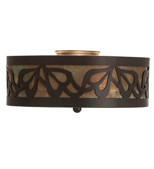 Meyda Lighting Morning Glory 16" 3-Light Timeless Bronze & Solid Copper Flush Mount Light With White Acrylic Shade