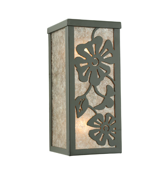 Meyda Lighting Morning Glory 7" 2-Light Timeless Bronze Wall Sconce With Silver Mica Shade Glass