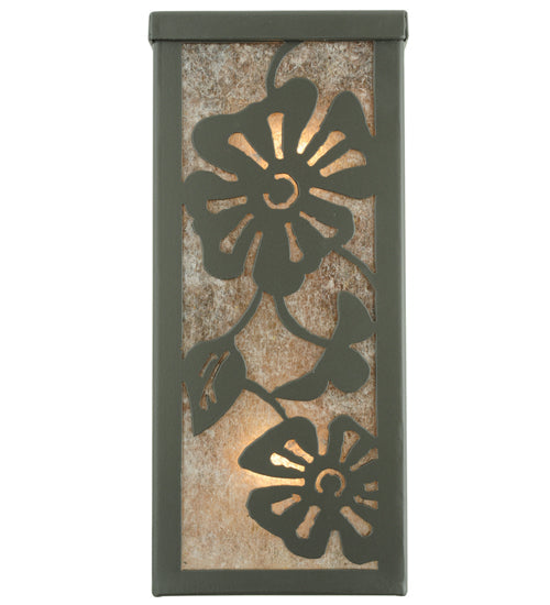 Meyda Lighting Morning Glory 7" 2-Light Timeless Bronze Wall Sconce With Silver Mica Shade Glass
