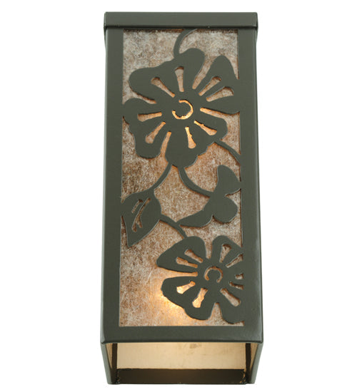 Meyda Lighting Morning Glory 7" 2-Light Timeless Bronze Wall Sconce With Silver Mica Shade Glass