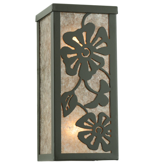 Meyda Lighting Morning Glory 7" 2-Light Timeless Bronze Wall Sconce With Silver Mica Shade Glass