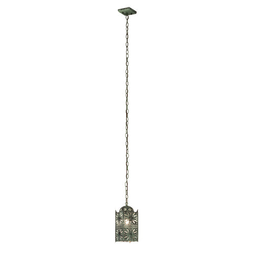 Meyda Lighting Moroccan 5" Craftsman Verdigris On Brass Mini Pendant Light