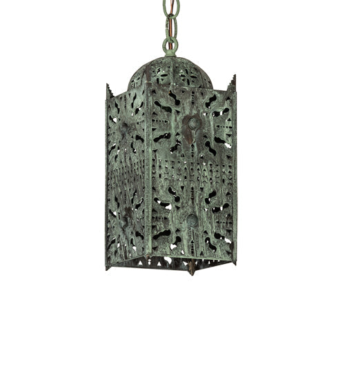 Meyda Lighting Moroccan 5" Craftsman Verdigris On Brass Mini Pendant Light