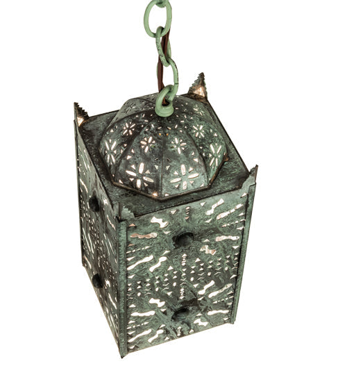 Meyda Lighting Moroccan 5" Craftsman Verdigris On Brass Mini Pendant Light