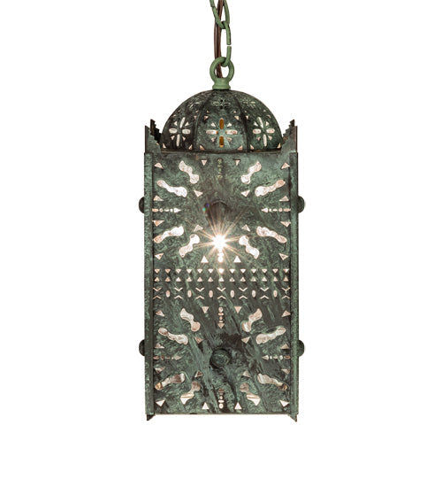 Meyda Lighting Moroccan 5" Craftsman Verdigris On Brass Mini Pendant Light